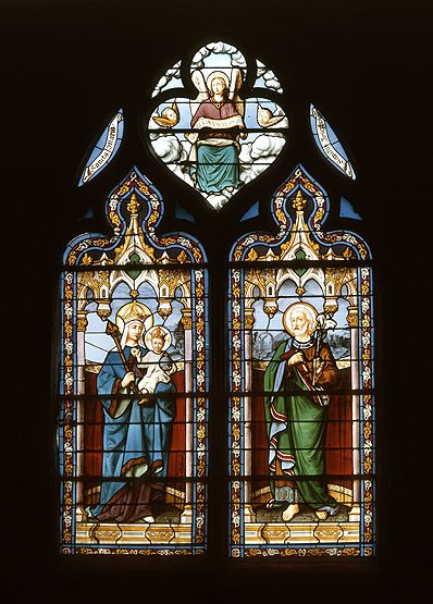 verrière à personnages (baie 6) : Vierge à l'Enfant et Saint Joseph