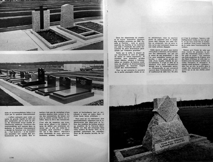 ensemble de modèles de tombes pour le cimetière intercommunal de la Fontaine-Saint-Martin