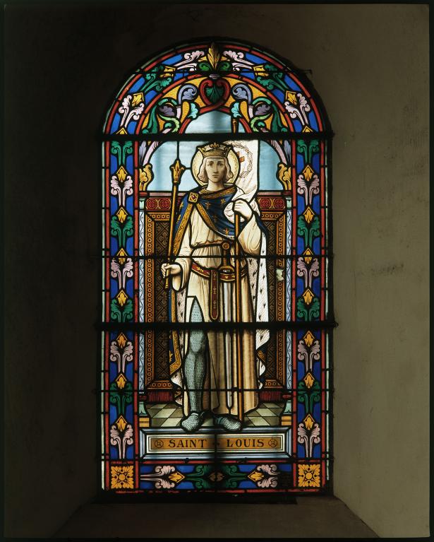 verrières (2) : saint Louis, Vierge à l'Enfant, dite Notre-Dame du trésor (baies 6 et 9)