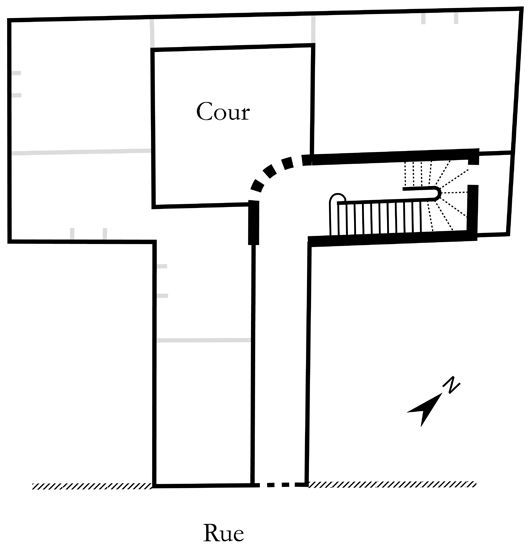 rampe d'appui, escalier d'une maison à porte piétonne