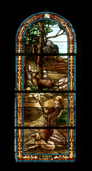 ensemble de 4 verrières : saint Hubert de Liège, saint Joseph, sainte Marguerite, Vierge à l'Enfant (baies 101 à 104)