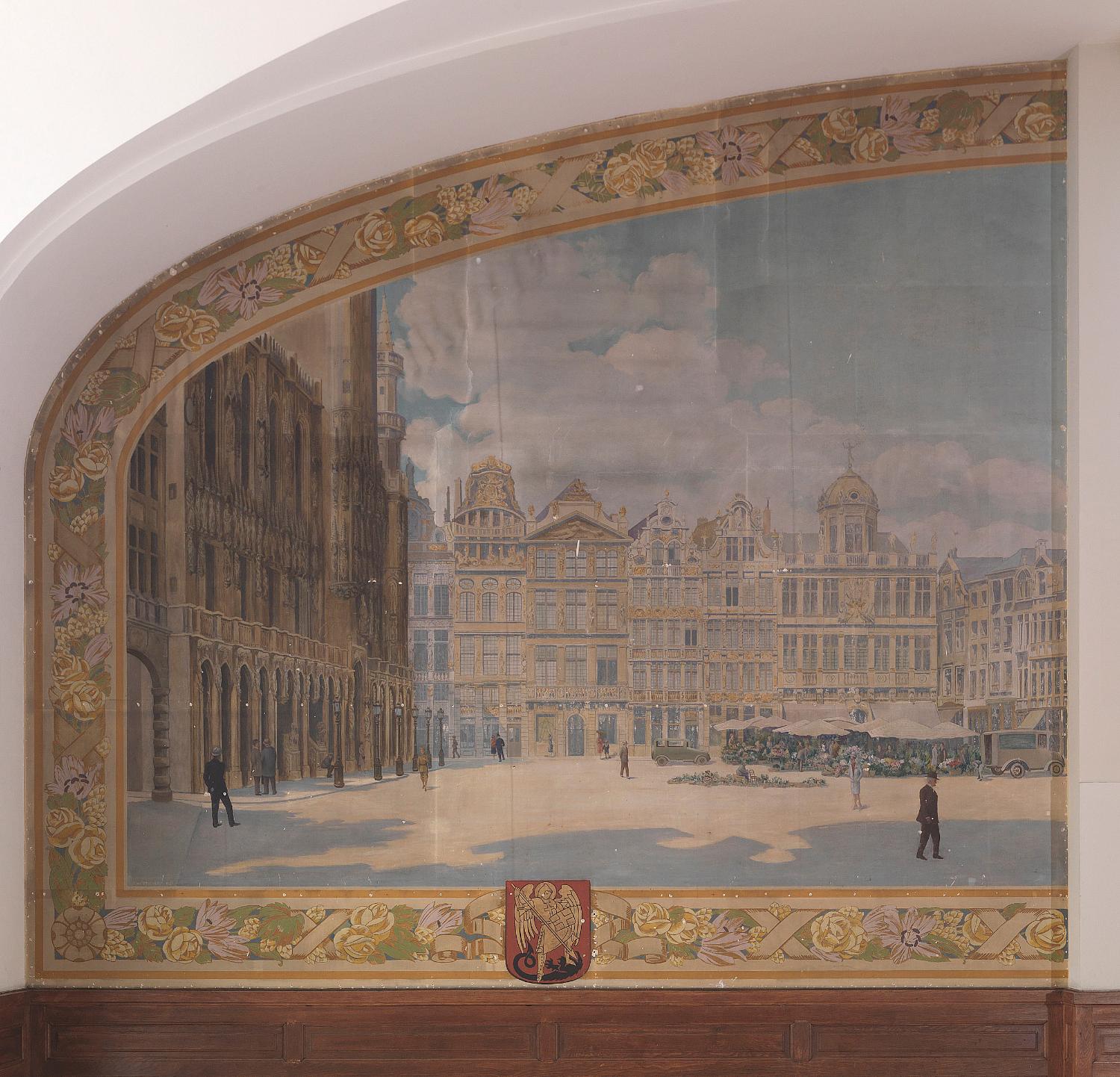 ensemble de quatre peintures monumentales : Bruxelles, Anvers, Namur, Liège