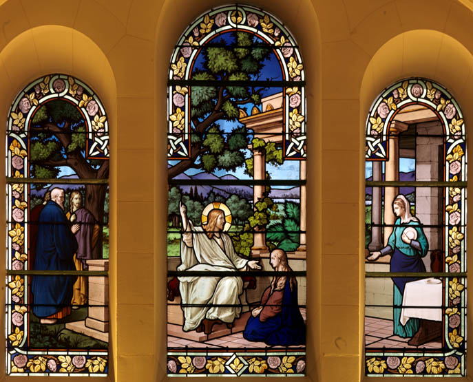 Ensemble de 3 verrières - Chapelle des Franciscaines réparatrices de Jésus-Hostie