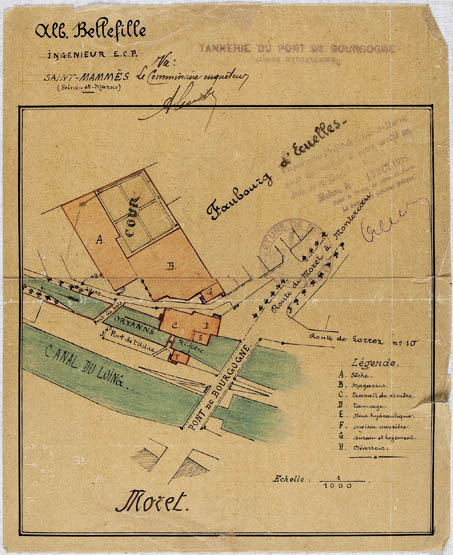 Écuelles - Moulin à blé Picard, puis moulin à tan dit "de Moret", puis tannerie Bellefille, puis Tannerie du pont de Bourgogne, puis usine de quincaillerie Broquet, puis fonderie d'aluminium Louis, actuellement entrepôt commercial, appelé "Moulin d'Orvanne"