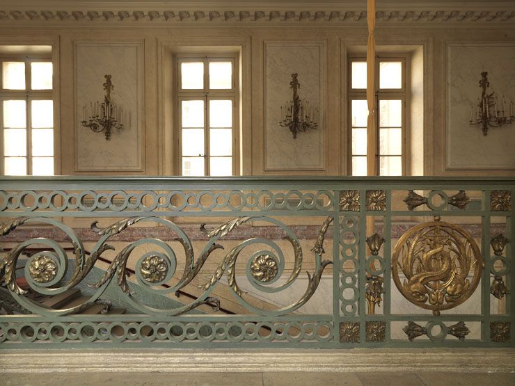 rampe d'appui, grand escalier de l'hôtel du garde meuble, actuellement Etat-Major de la Marine nationale