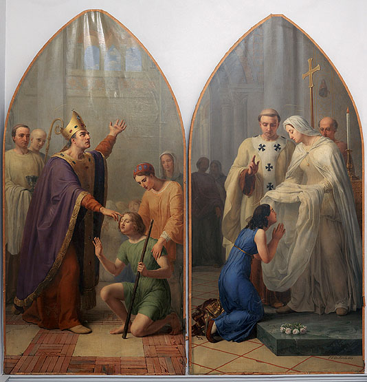 tableaux des autels du jubé : sainte Céline et saint Faron