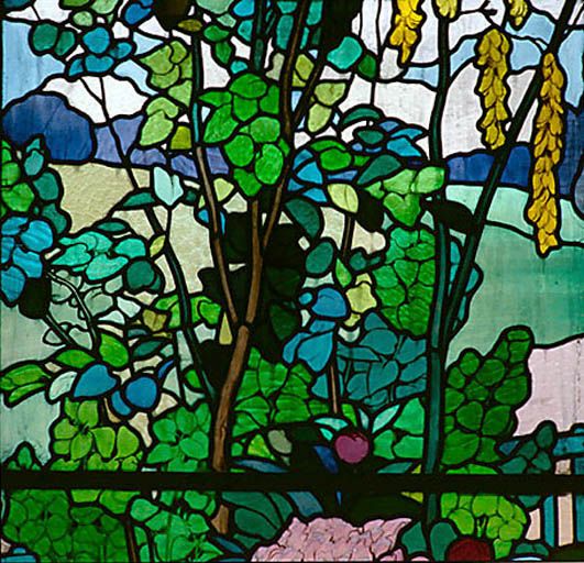 verrière (vitrail tableau) : paysage, style Art nouveau