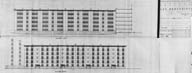 Bâtiment 18 (R + 5) : plans des façades est et ouest, dressés par J. L'Hernault, 30 janvier 1966. (AM Vigneux-sur-Seine, 80 W 29, dossiers 57-58)