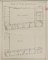 Plan du rez-de-chaussée et du sous-sol vers 1940.  AM. Mantes-la-Jolie, 1 M 1.