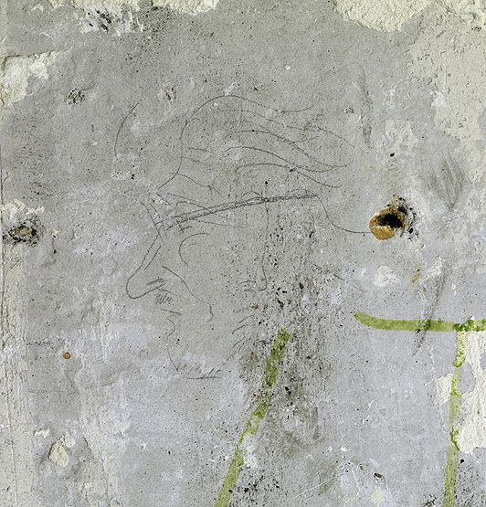 graffiti de chambrée sur carreau de plâtre formant contre-cloison