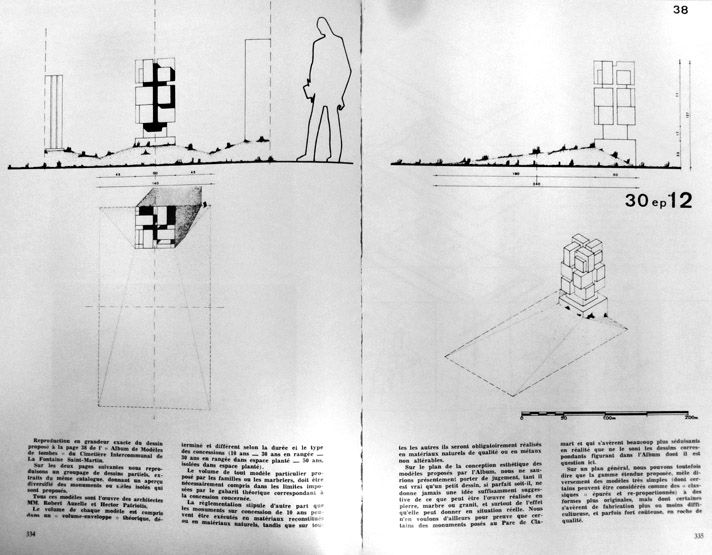 ensemble de modèles de tombes pour le cimetière intercommunal de la Fontaine-Saint-Martin