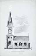 Eglise pour le couvent des Carmélites à Meaux". Lithographie. (AD Seine-et-Marne. 6 Fi 554)
