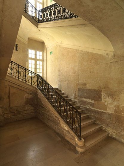 rampe d'appui, escalier du pavillon de la Reine de l'abbaye du Val-de-Grâce, actuellement hôpital (non étudié)