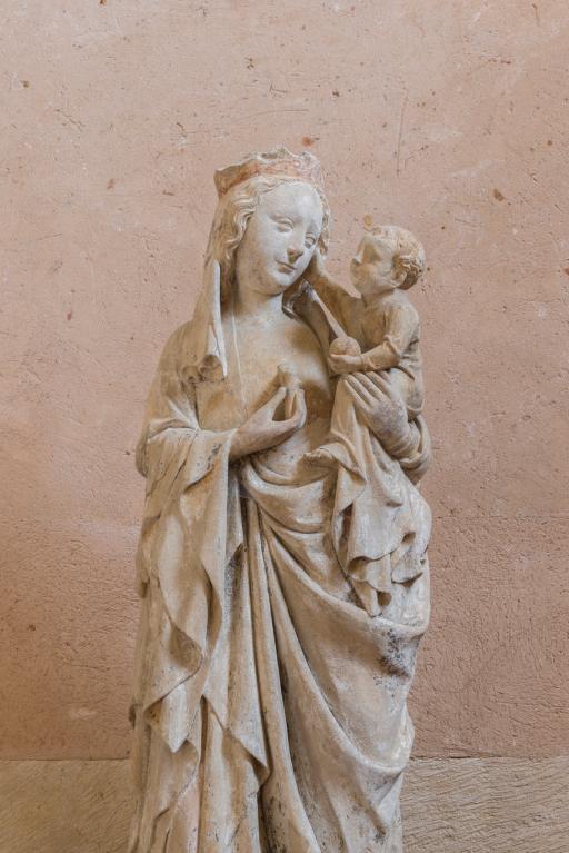 statue de la Vierge à l'Enfant, calcaire, XIVe siècle