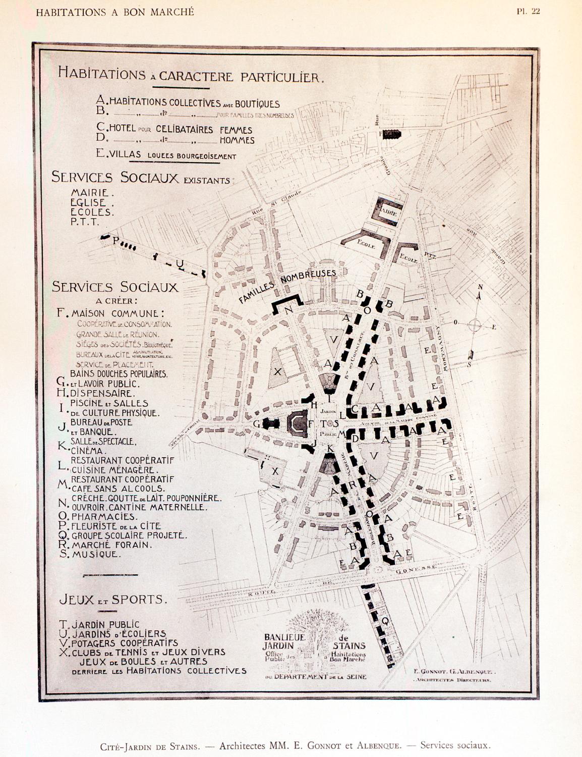 Plan initial de la cite jardin de Stains