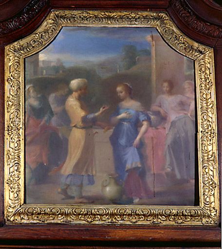 cheminée, tableau, 2 plaques de cheminée