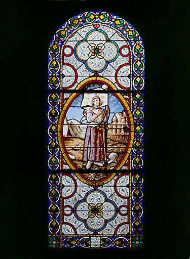 verrière figurée décorative : sainte Jeanne d'Arc (baie 21)