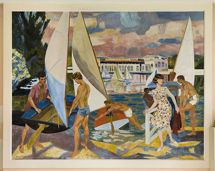 Peinture Le lac et le casino d'Enghien