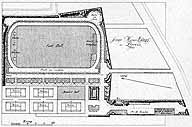 Plan du stade Henri Esders puis léo Lagrange, 94 quai d'Artois. Meunier, Marcel (architecte). Tiré de : La vie à la campagne, 15 avril 1933, vol. 80.