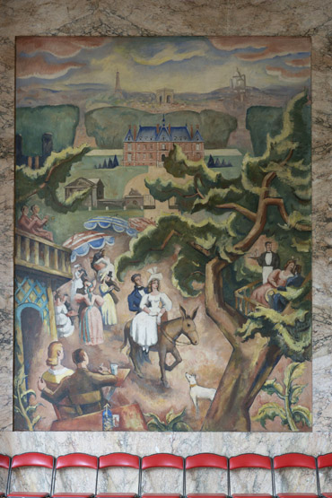 Ensemble de 4 peintures : scènes parisiennes et  rurales