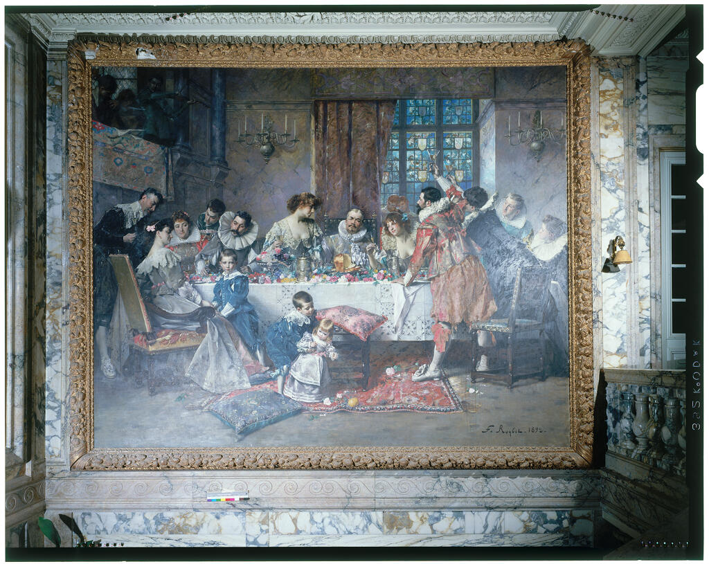 Tableau : banquet avec la famille Hériot, style Louis XIII