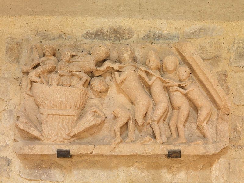 ensemble de deux bas-reliefs : Enfer et Paradis