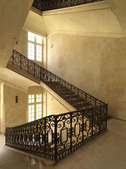 rampe d'appui, escalier du pavillon de la Reine de l'abbaye du Val-de-Grâce, actuellement hôpital (non étudié)