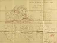 Façade et plans de la maison. Tirage (Archives municipales Aubergenville)