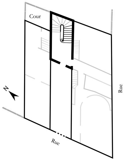 rampe d'appui, escalier de la maison à porte cochère dite maison Belon-Vatard (non étudié)