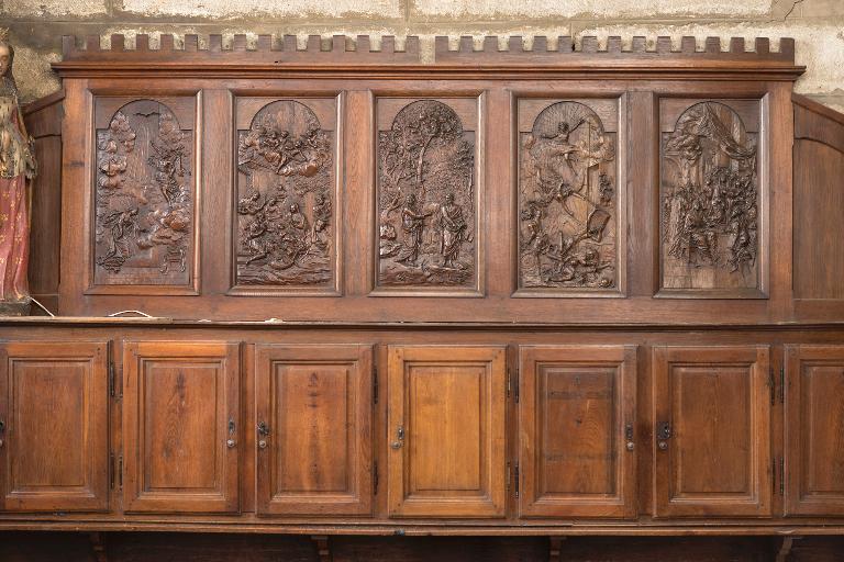 Panneaux de chaire à prêcher ; Armoire de sacristie
