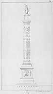 Projet (non réalisé) de colonne commémorative place Saint-Jean, vers 1800. Gravure de Normand. (BNF, Département des estampes. Topo Va Seine-et-Marne)