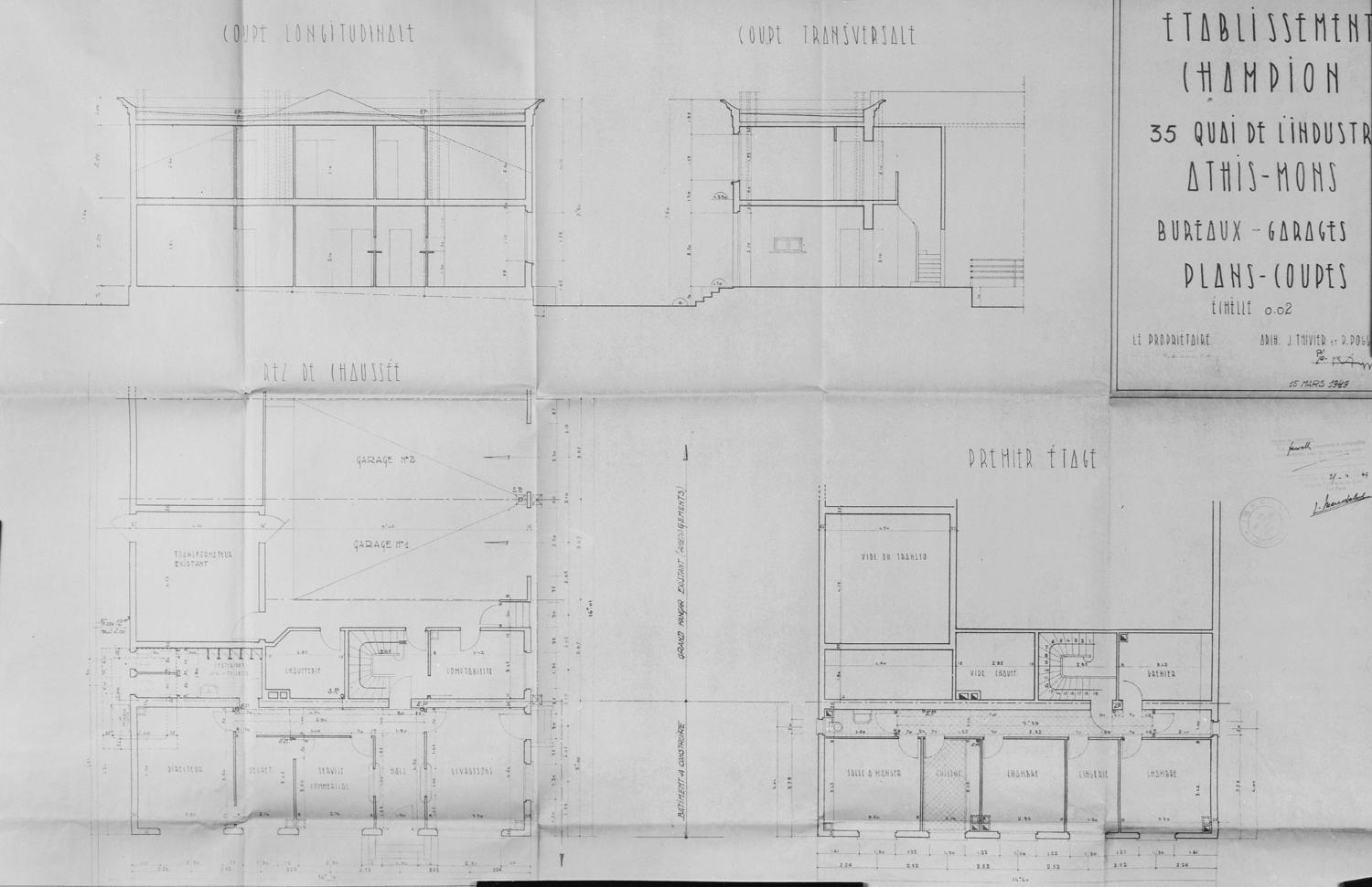 verrerie L'Indusmine, puis entrepôt commercial de fers et aciers de la société Houdry, puis des Etablissements J. Champion, actuellement de Profil-Arbed