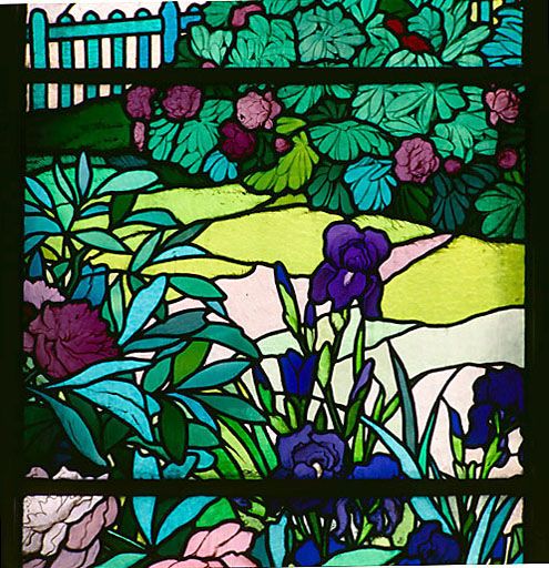 verrière (vitrail tableau) : paysage, style Art nouveau