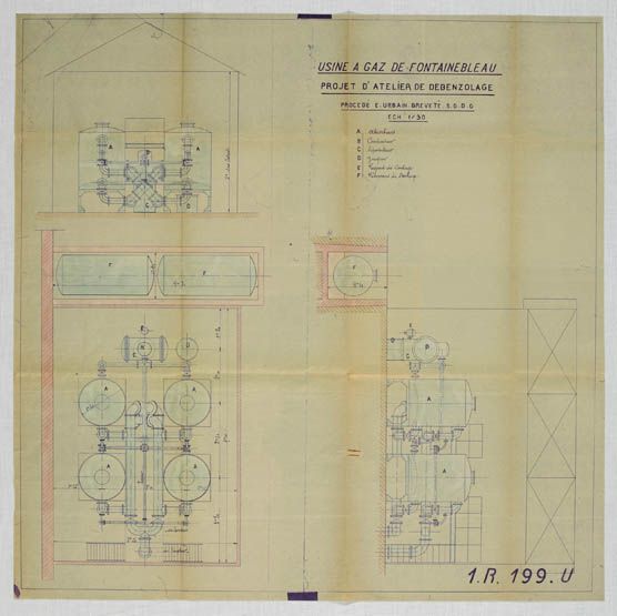 Fontainebleau - usine à gaz et centrale électrique de la Société Gaz et Eaux, puis Gaz et Electricité de France, actuellement caserne de pompiers