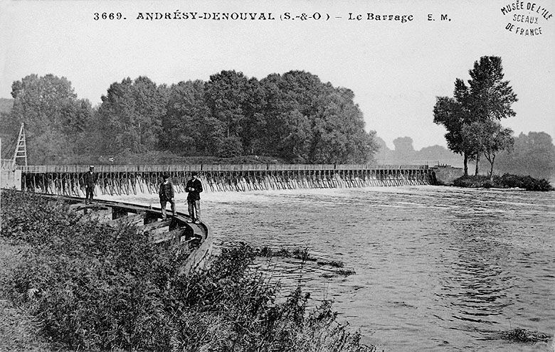 barrage mobile à fermettes et aiguilles, écluse de Denouval (détruits), barrage à hausses mobiles