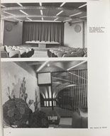 Vue intérieure d'une salle de réunion et détail du décor ornant l'une des salles de détente. Tiré de : La Construction moderne, octobre 1977 (Archives de la Chambre de métiers et de l'artisanat du Val d'Oise)