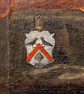 Vue de détail : les armoiries du commanditaire. Daté : 1649.