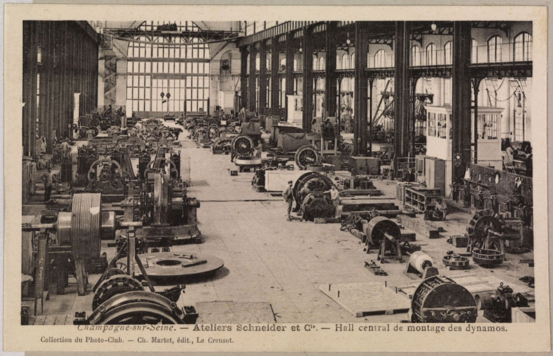 Usine de matériel électrique industriel Schneider et Cie, puis Le Matériel Electrique Scheider-Westinghouse (SW), puis Jeumont-Schneider (JS), actuellement ensemble industriel appelé "Espace Technologique et Industriel de Champagne-sur-Seine" (zone ETIC)