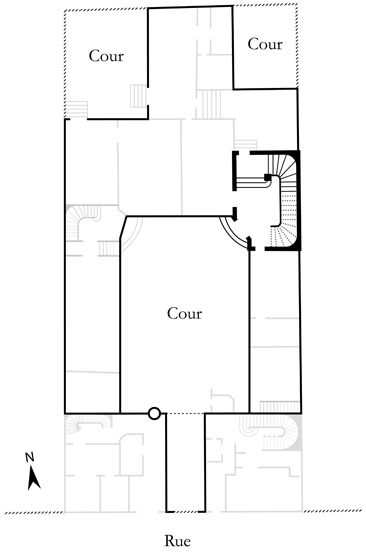 rampe d'appui, escalier de la maison à porte cochère (non étudié)