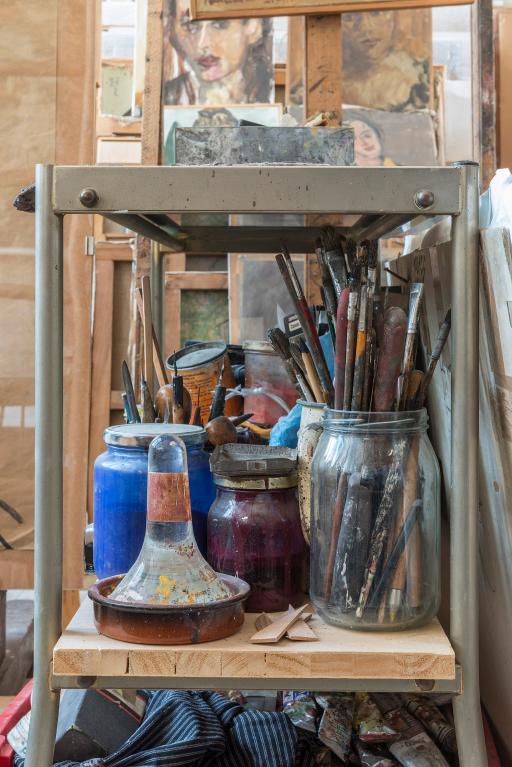 Atelier du peintre d'Isaac Celnikier (Varsovie, 1923-Paris, 2011), situé dans l'ensemble de logements "Jeanne-Hachette"