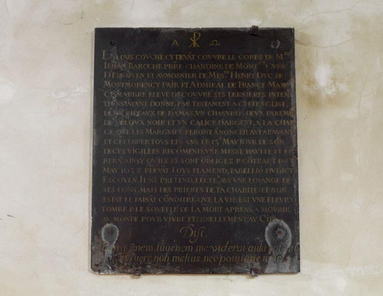 Plaque funéraire de Jehan Baroche, prêtre d'Ecouen