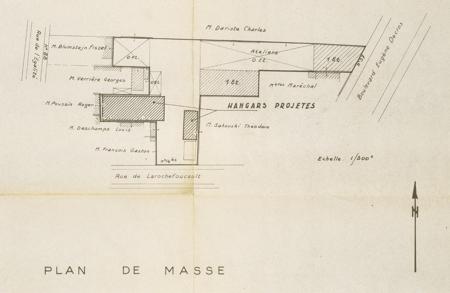 Usine d'emboutissage et d'articles en matière plastique de la Société des moules métalliques et matières plastiques (M.M.M.P.), actuellement entrepôt commercial