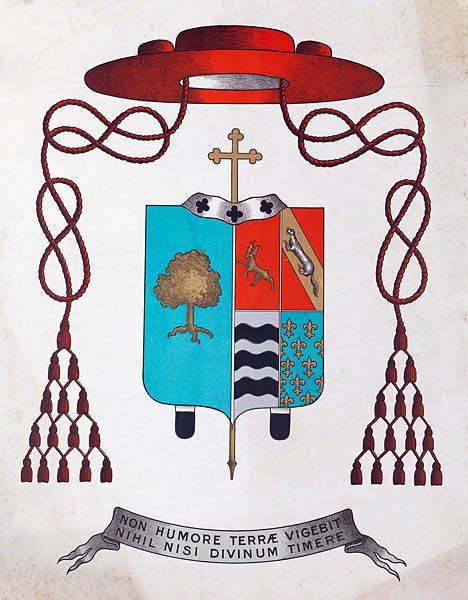 chromolithographies : armoiries d'évêques et du pape Pie X