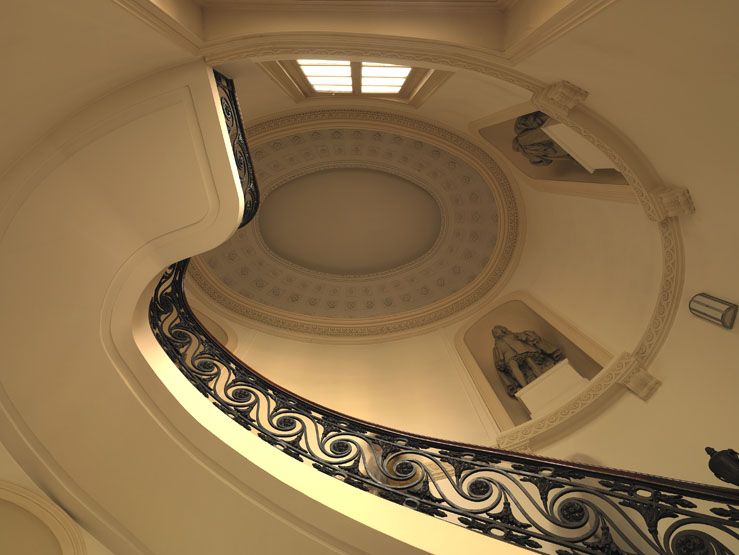 rampe d'appui, escalier de l' hôtel de Rochechouart, actuellement Ministère de l'Education nationale (non étudié)
