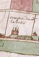 Détail du plan du nouveau domaine d'Andrésy appartenant au chapitre (1702). Dessin plume aquarellé. (AN, N I Seine-et-Oise 52).