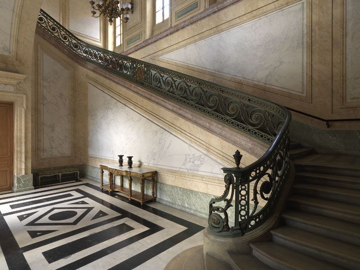 rampe d'appui, grand escalier de l'hôtel du garde meuble, actuellement Etat-Major de la Marine nationale