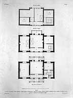 Plan du rez-de-chaussée, du premier étage et de l'étage de comble. Gravure, vers 1846. (BHVP, in fol. 10 84)