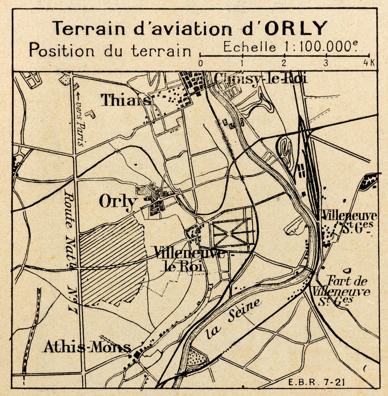 Le terrain d'aviation d'Orly, "Instruction aéronautique du Port aérien de Villeneuve – Orly", Bulletin de la Navigation Aérienne, n° 17, août 1921, hors-texte.