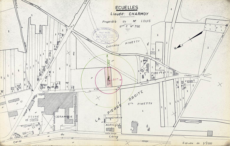 Écuelles - Usine d'agglomérés (boulets et briquettes de charbon) de la Société des agglomérés d'Ecuelles, puis usine de céramique (briques émaillées et céramiques de décor architectural) Janin & Cie, puis usine de céramique (produits réfractaires) de la Société industrielle de produits céramiques (SPIC), puis Didier-Société industrielle de production et de construction (Didier-SPIC), appelée La Céramique d'Ecuelles (détruit)