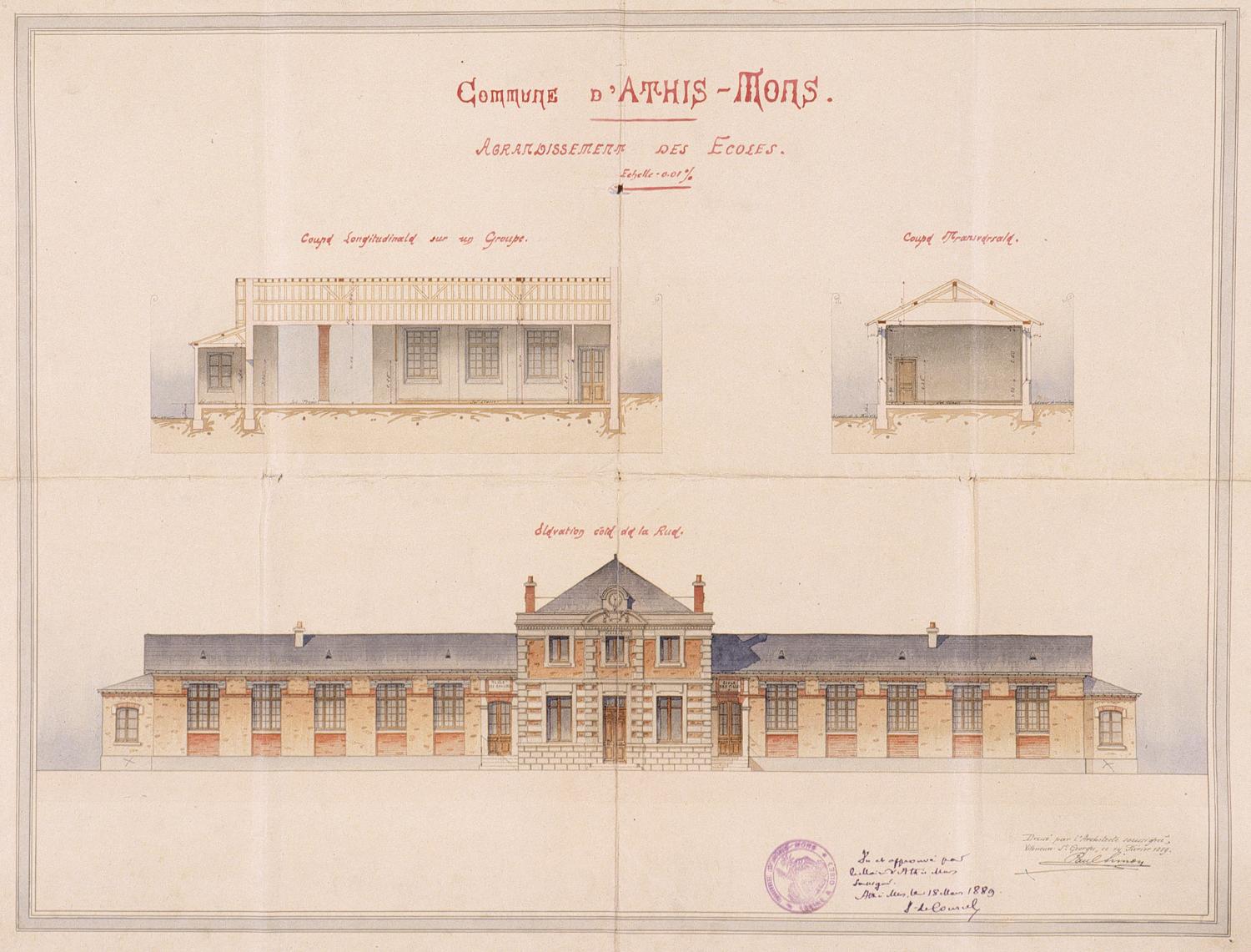 mairie-école, dite école du Centre ou école Pasteur, actuellement maison de Banlieue et de l'Architecture